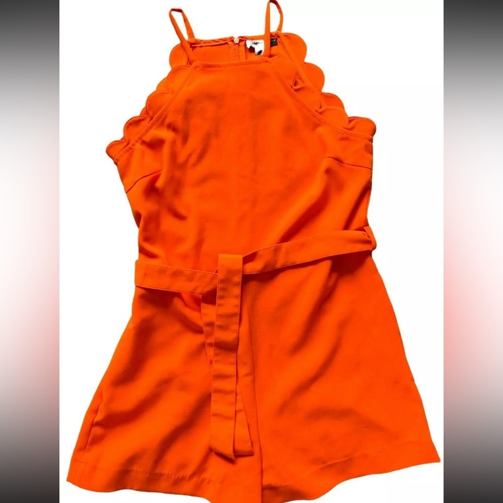 Romper Victoria Beckham Orange Scalloped Size M Shorts Self Tie Romper S…